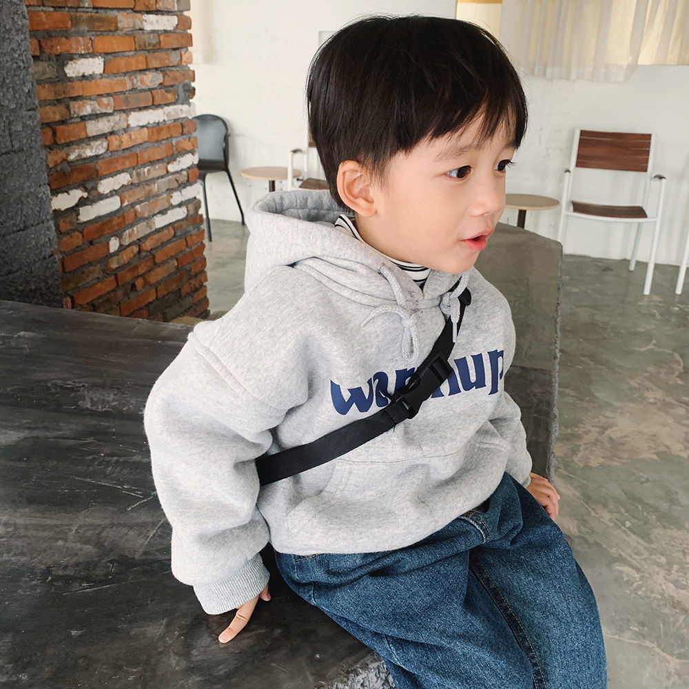 Boys' Plush sweater  autumn winter new children's winter clothes Korean Hooded Baby autumn boys' top fashion