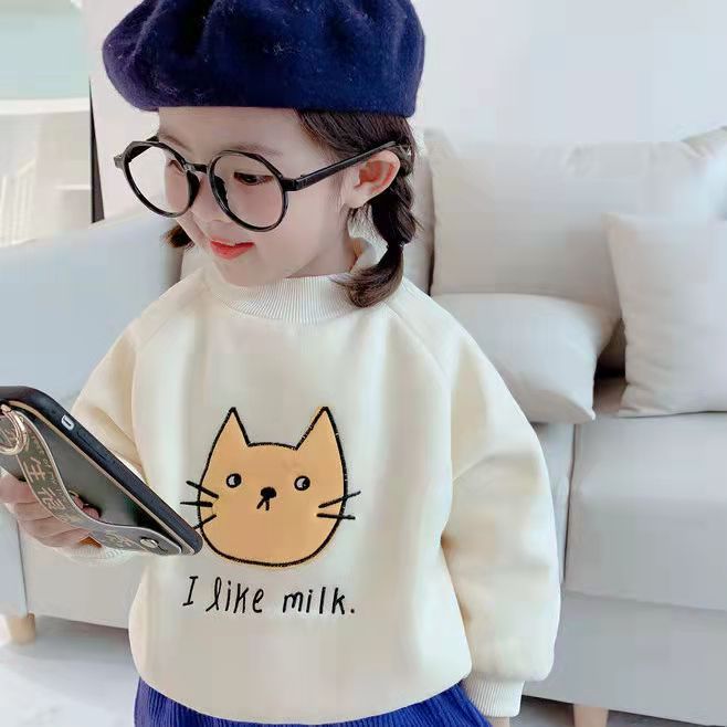 Girls' Plush sweater 2020 new autumn and winter clothes children's thickened baby middle and small children's top warm children's clothes foreign style