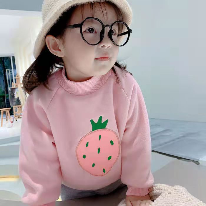 Girls' Plush sweater 2020 new autumn and winter clothes children's thickened baby middle and small children's top warm children's clothes foreign style