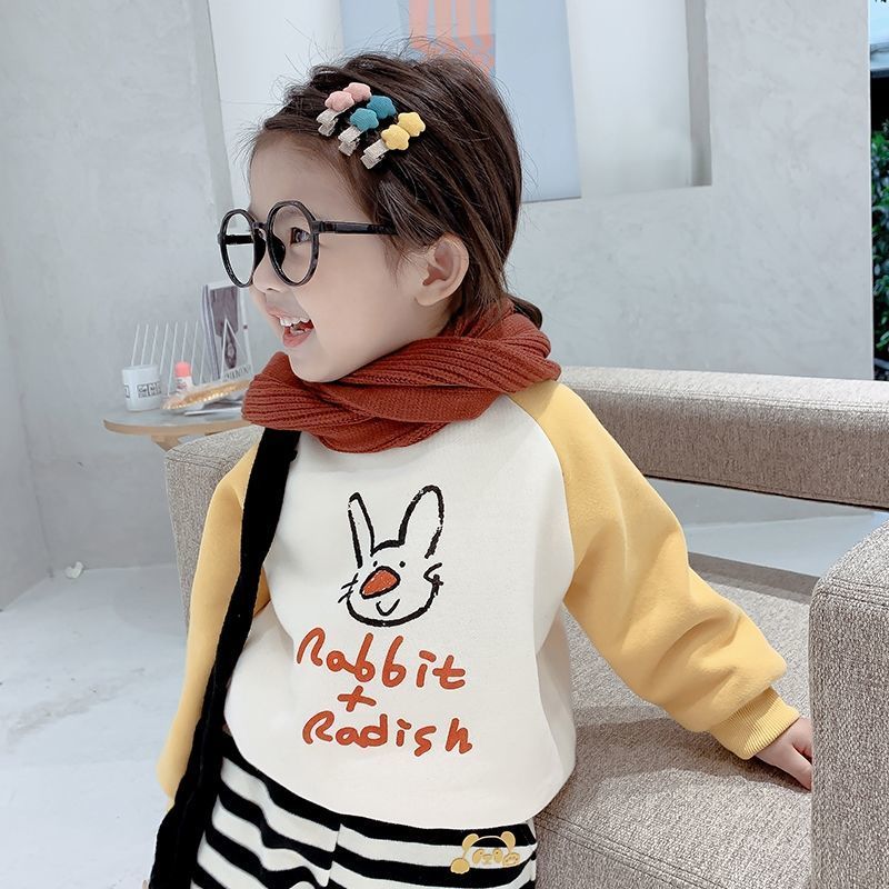 Girls' Plush sweater 2020 new autumn and winter clothes children's thickened baby middle and small children's top warm children's clothes foreign style