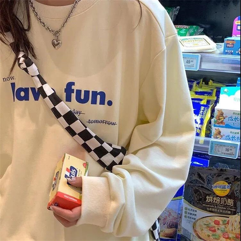Women's sweater 2021 new autumn and winter thin ins round neck Korean loose clothes student long sleeve printed top fashion