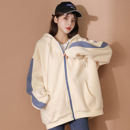Plush thickened autumn and winter new hooded sweater women's wear