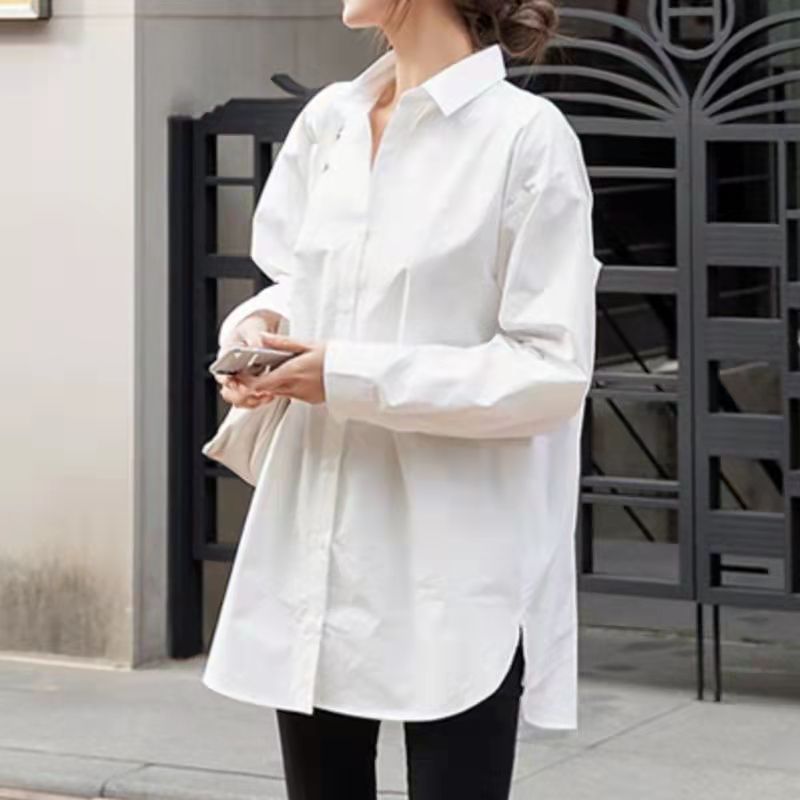 Shirt women's 2021 early spring new plus size women's 200 kg fat mm loose belly covering design sense of niche top