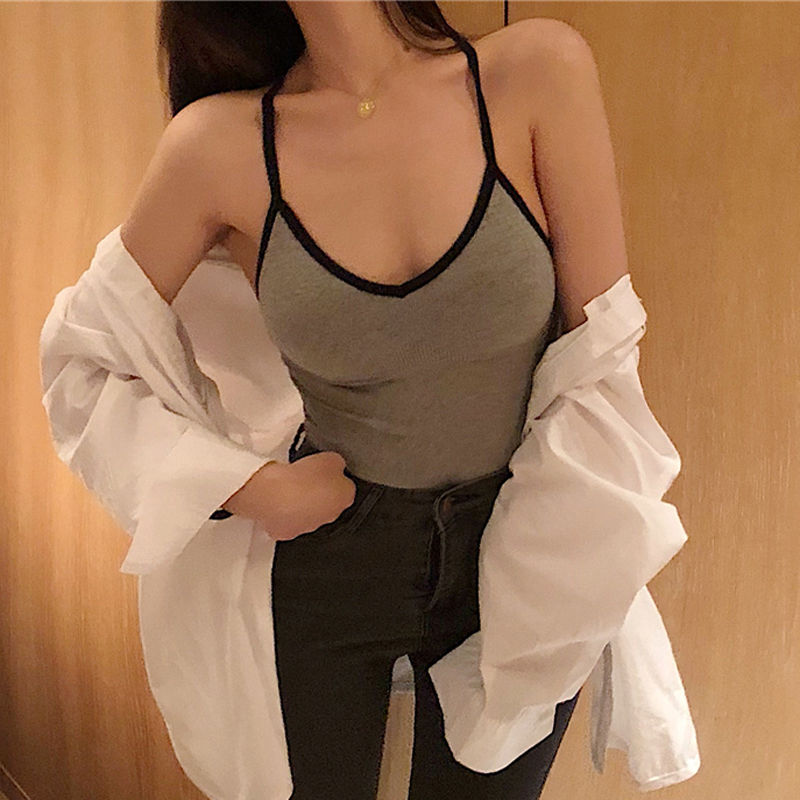 Vibrato with the same female chest padded small sling 2019 tiktok red body cultivation inside vest vest back shirt
