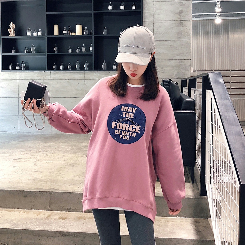 Y34# medium and long Plush sweater women's loose autumn and winter clothes new Korean Pullover fashion large student coat women