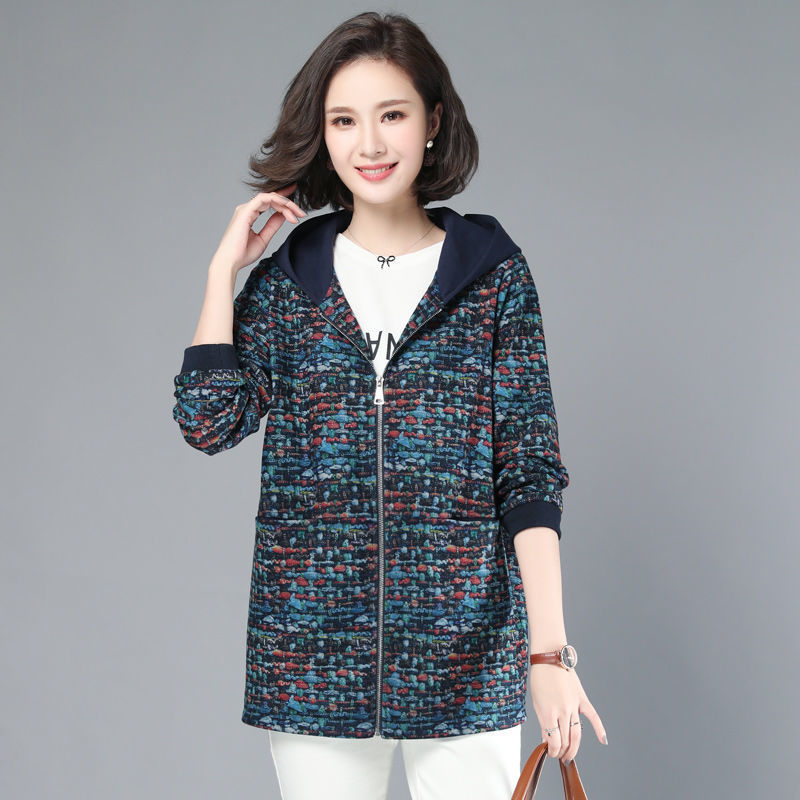 Coat women's Korean loose 2021 spring and autumn new leisure large size coat mother's medium and long sweater
