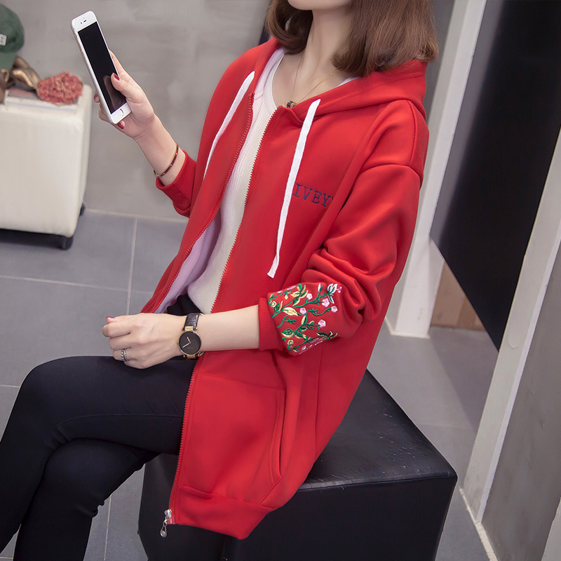 950# (real shot composite) large fat mm200kg sweater women's cardigan with plush thickened Hooded Jacket