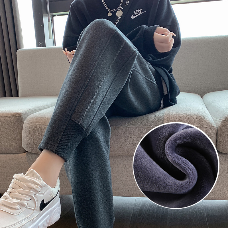 Official website 8301 sweatpants women's autumn and winter Plush pants 2021 new spring and autumn loose legged casual pants