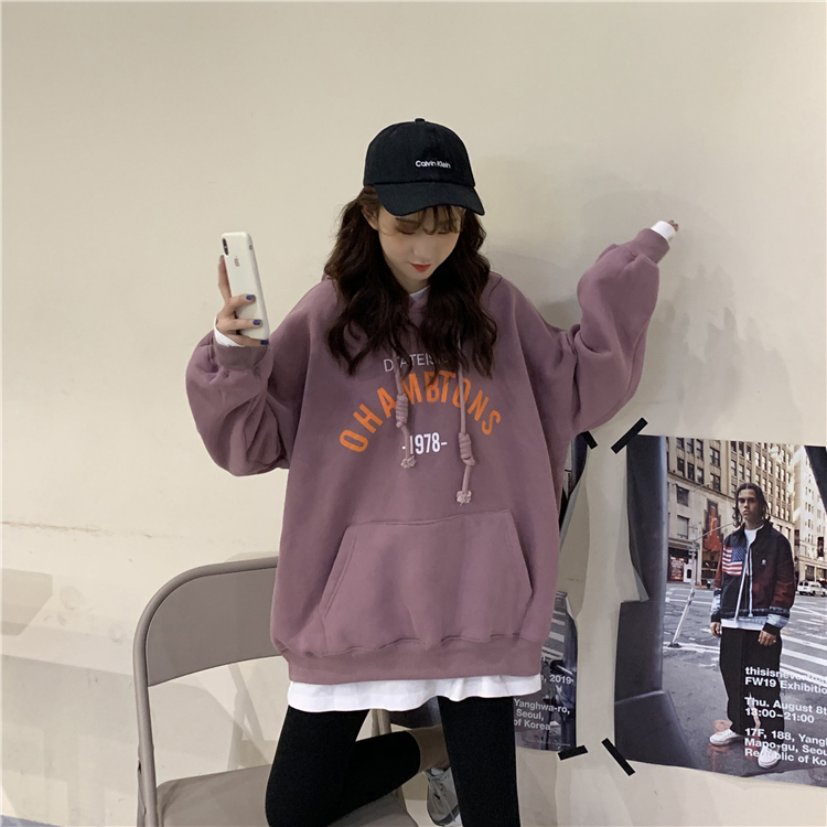 Non Plush super fire sweater women's spring and autumn Korean Hooded Jacket ins fashion student autumn and winter Guochao college style
