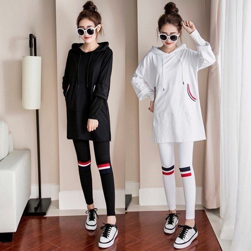 Korean fashion 200kg loose and thin spring and autumn large women's wear new leisure sports suit female fat sister