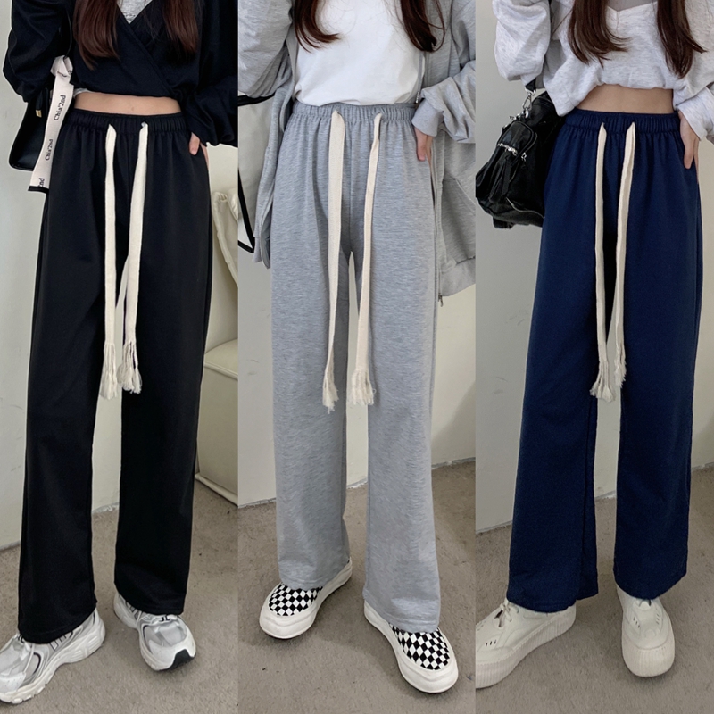 Women's spring and autumn drawstring mopping pants, high waist walking pants, loose sports pants, trousers, casual pants fashion
