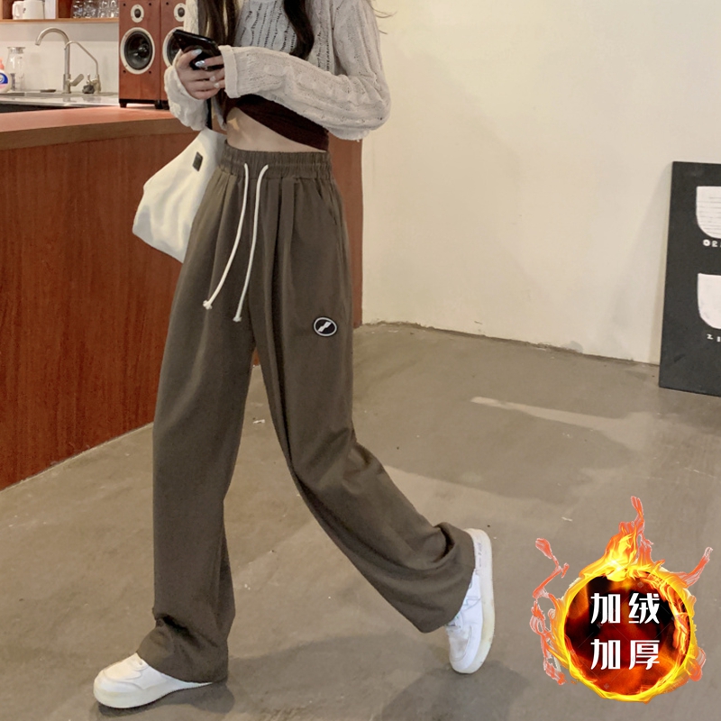 [official photo] high waist casual wide leg pants women's new autumn floor mops show thin straight pants