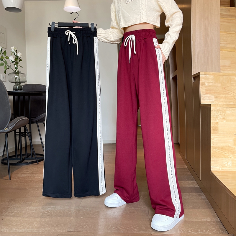 Real time casual pants women's spring and Autumn New Korean version high waist SLIM STRAIGHT pants loose wide leg pants
