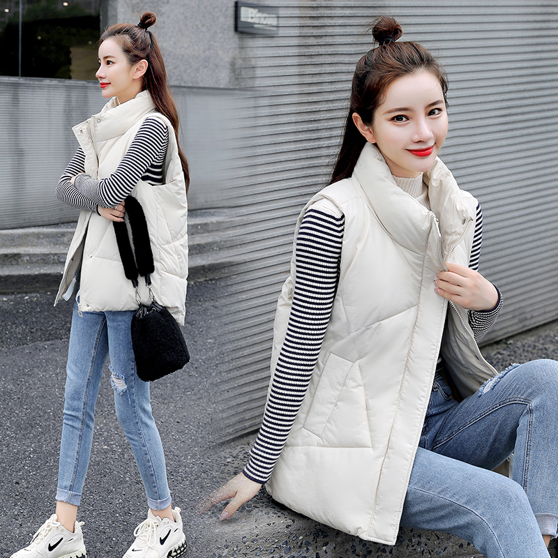Real shooting cotton padded vest women's autumn and winter 2021 Korean version leisure short medium long clip versatile thick coat