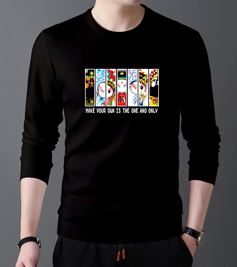 Men's boutique 32 thread 200g100% cotton long sleeve t-shirt men's 2021 combed cotton Korean version trend comfortable and versatile