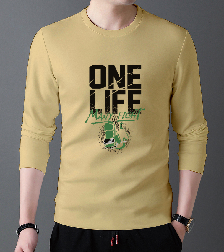 Men's boutique 32 thread 200g100% cotton long sleeve t-shirt men's 2021 combed cotton Korean version trend comfortable and versatile