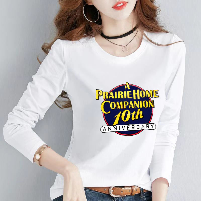 Bottomed shirt round neck long sleeve autumn T-shirt women's cartoon fashion print slim student clothes