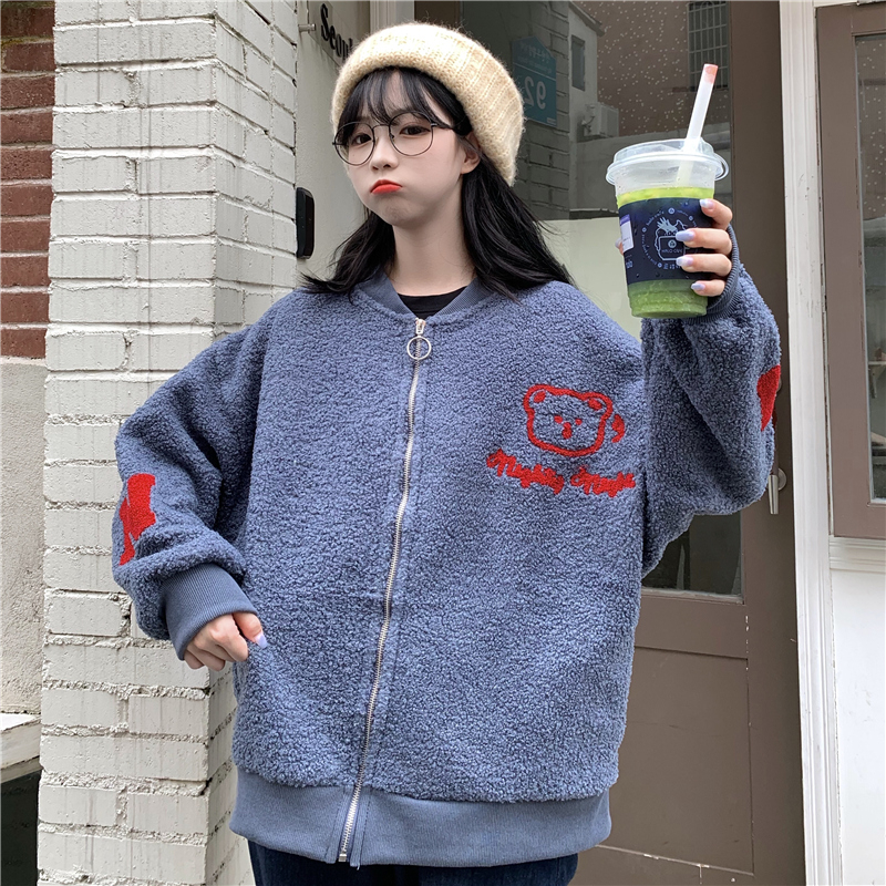 (actual picture 300g cashmere) little bear design cashmere zipper sweater