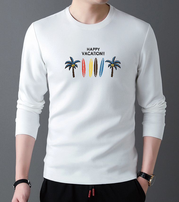 210g combed cotton 100% cotton long sleeve men's boutique 2022 Korean fashion comfortable versatile t-shirt men's