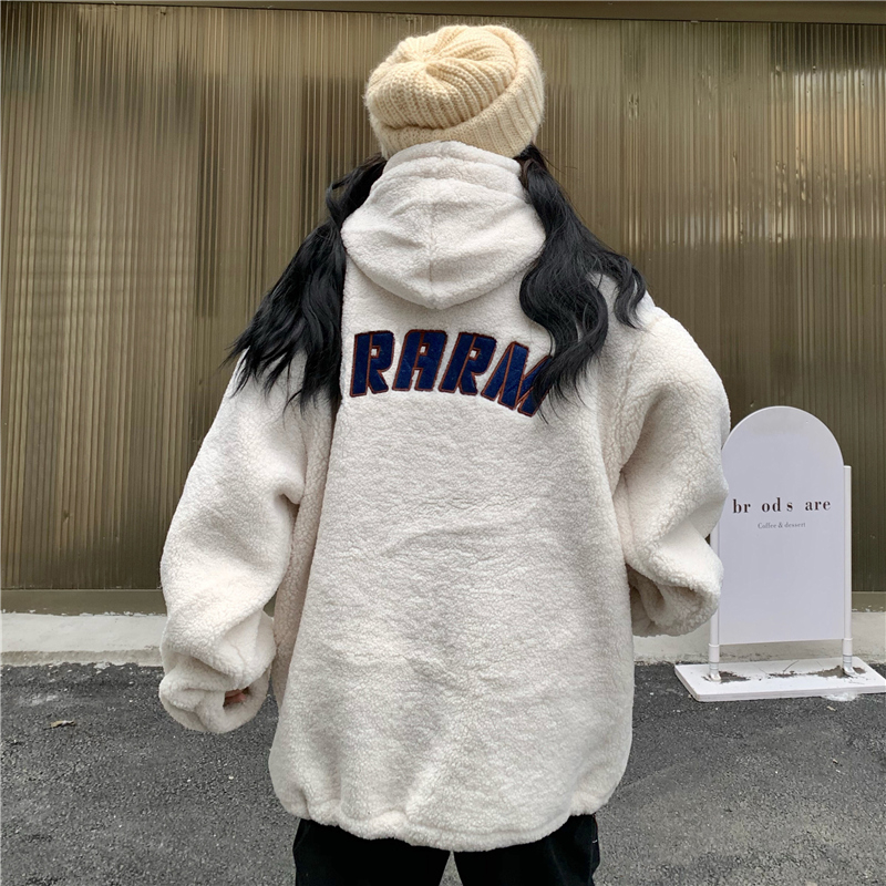 (actual picture 300g cashmere) back letter cashmere zipper sweater