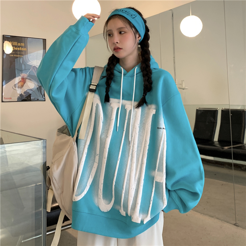 American retro vibe style Hoodie women's autumn and winter street BF minority loose thickened chic jacket fashion