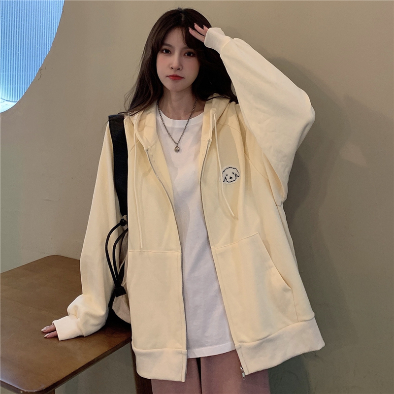 (real picture of double-layer hat 350g composite sweater) embroidered Plush sweater zipper jacket