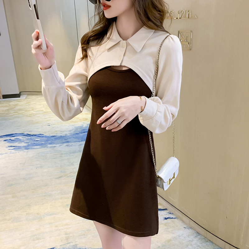French Korean suspender dress women's autumn 2021 new skirt with a slim waist and A-shaped short skirt