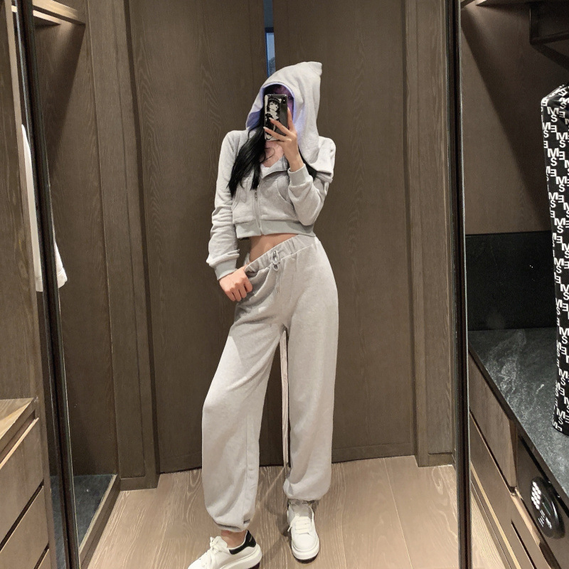 Cotton Wizard Hat sports suit women's fashion casual fashion net red new hooded fried Street sweater pants two-piece set