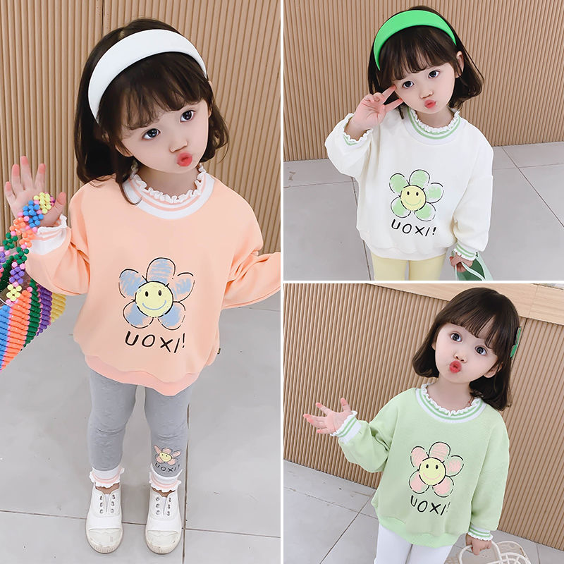 Baby autumn clothes top new girls' sweater children's clothes children's spring and autumn clothes loose foreign style children's long sleeves