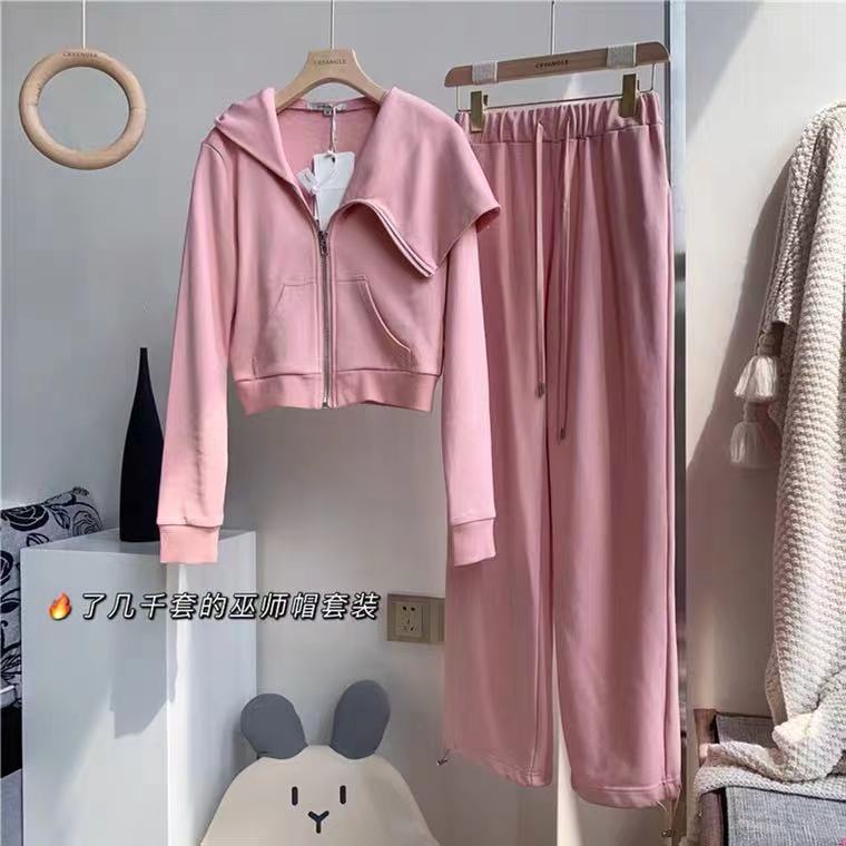 Korea 2021 early autumn new women's dress foreign style fashion sweater two-piece suit Hooded Sweater sports casual pants