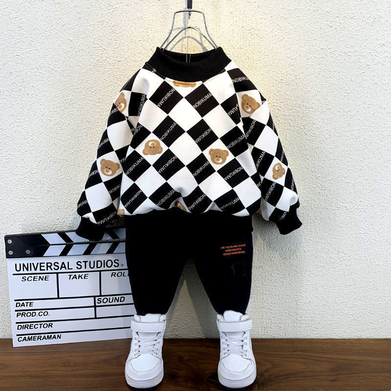 Children's Plush thickened sweater autumn winter 2021 new semi high collar bottomed shirt winter Korean Plush warm top