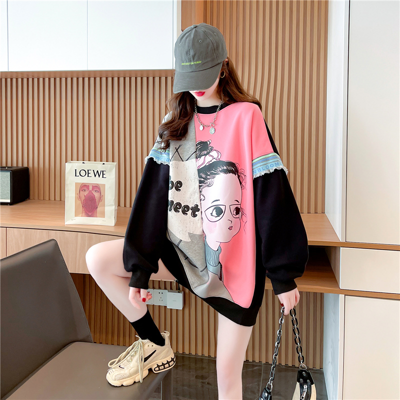 Composite non pilling Plush thickened Korean cartoon winter sweater women's coat