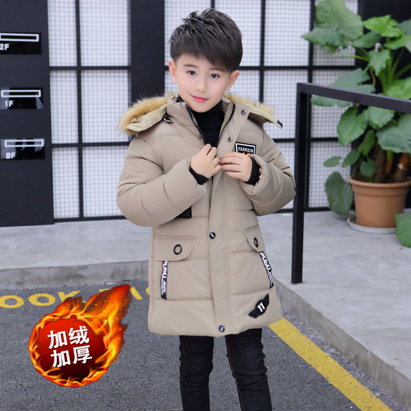 [out of season clearance] boys' winter cotton padded clothes and plush thickened cotton padded jackets medium and long boys' cotton padded clothes and children's coats