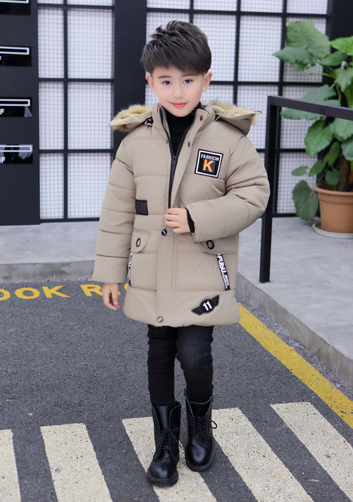 [out of season clearance] boys' winter cotton padded clothes and plush thickened cotton padded jackets medium and long boys' cotton padded clothes and children's coats