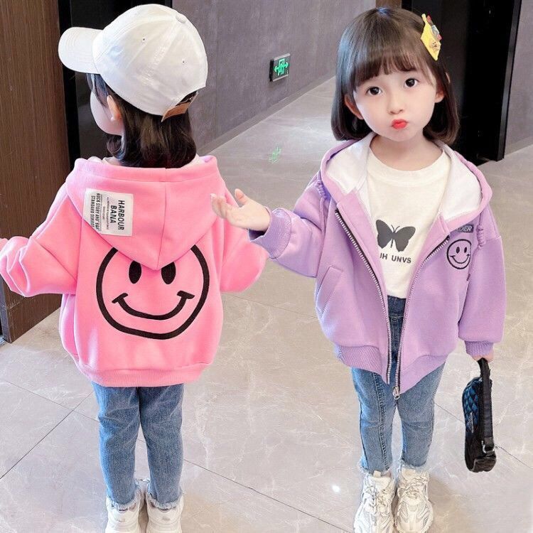 Girls' coat 2021 new autumn and winter thickened foreign style coat girls' baby autumn clothes middle and primary school children's coat sweater women