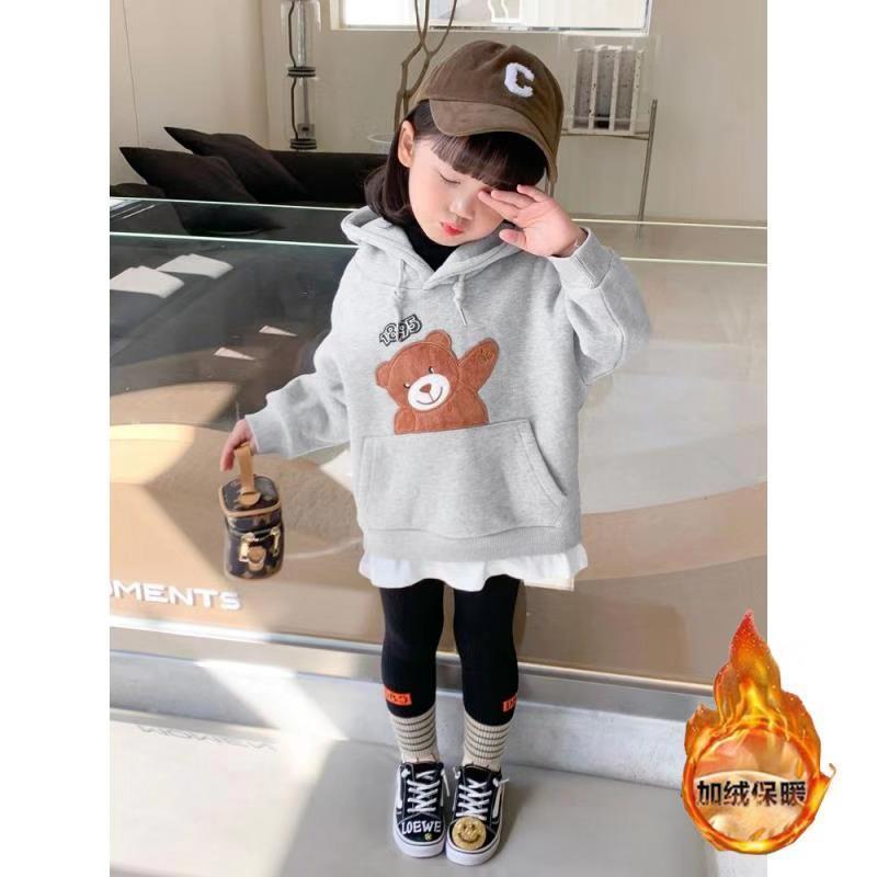 Girls' Plush thickened sweater  new children's foreign style children's autumn and winter jacket girl's Hooded Jacket