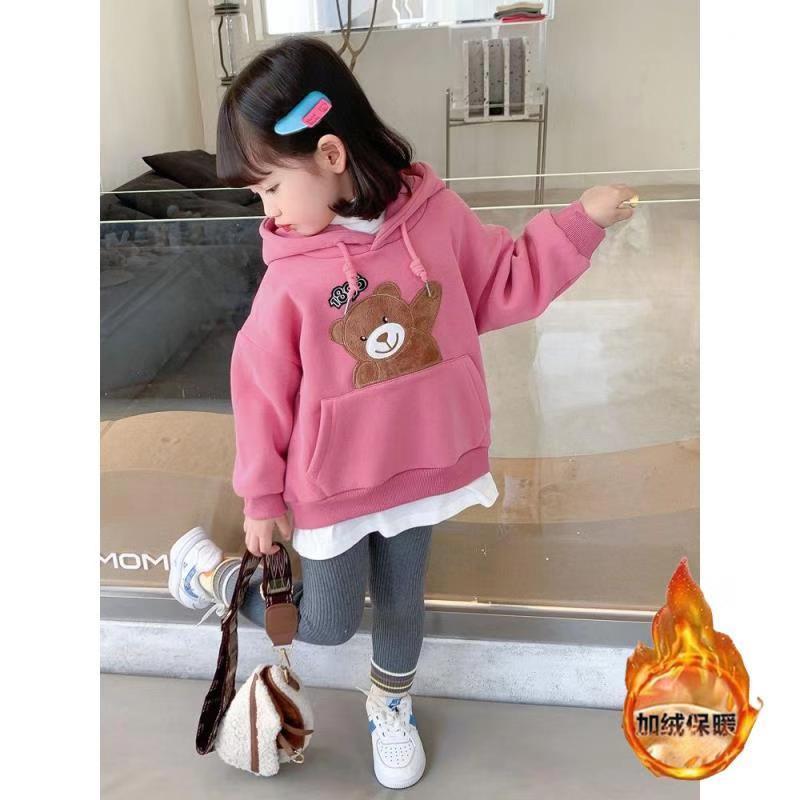 Girls' Plush thickened sweater  new children's foreign style children's autumn and winter jacket girl's Hooded Jacket