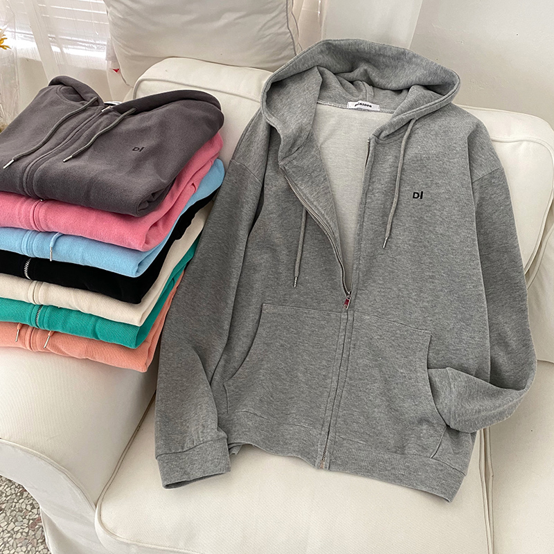 Real shot 340 Kmini thick fleece [recommended live broadcast] embroidered letters loose lazy coat female