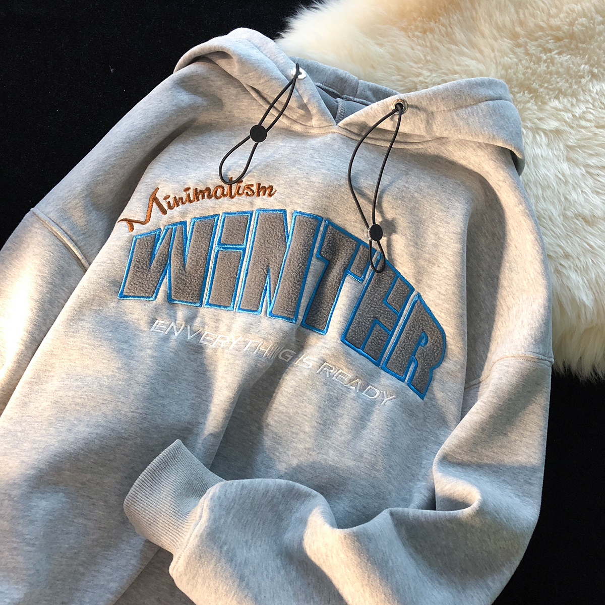 [official picture actual price 250g] cashmere sweater women's hooded letter towel embroidery