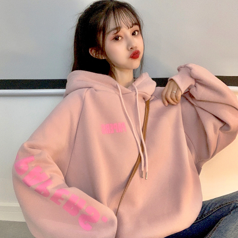 Real price 250g Plush sweater women's hooded print