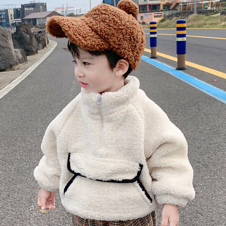Boys' cashmere sweater baby winter 2021 new children's cashmere Pullover coat tide children's thickened top