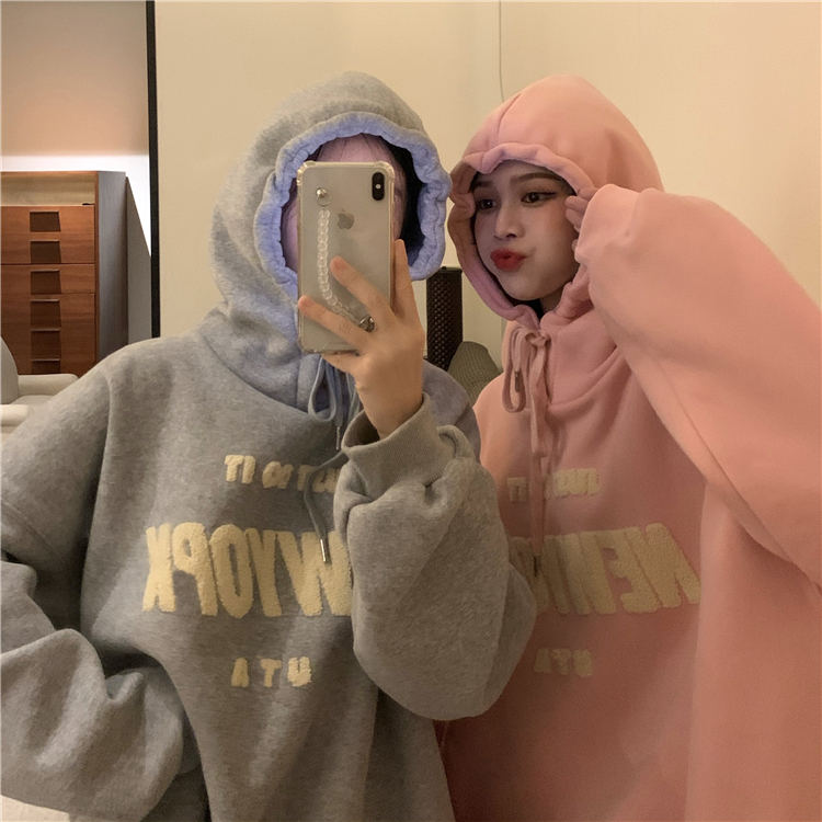 [official picture actual price 250g] cashmere sweater women's hooded letter towel embroidery