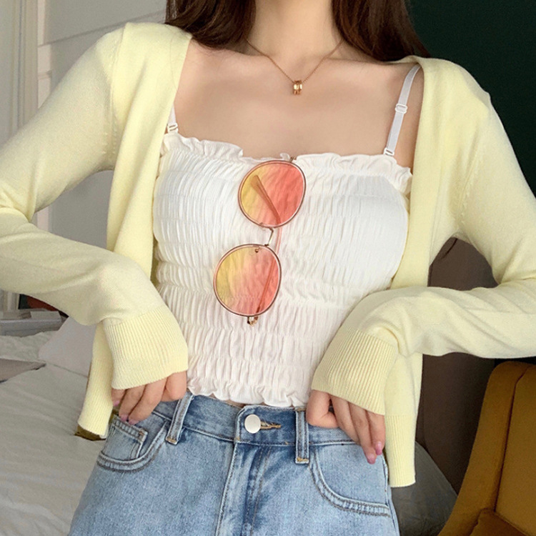 2022 spring and summer burst bra suspender underwear women's belt cushion versatile pleated back bra integrated built-in vest