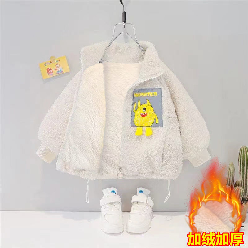 Children's coat  new autumn and winter clothes Plush thickened baby winter lamb wool foreign style boys' and girls' cotton clothes