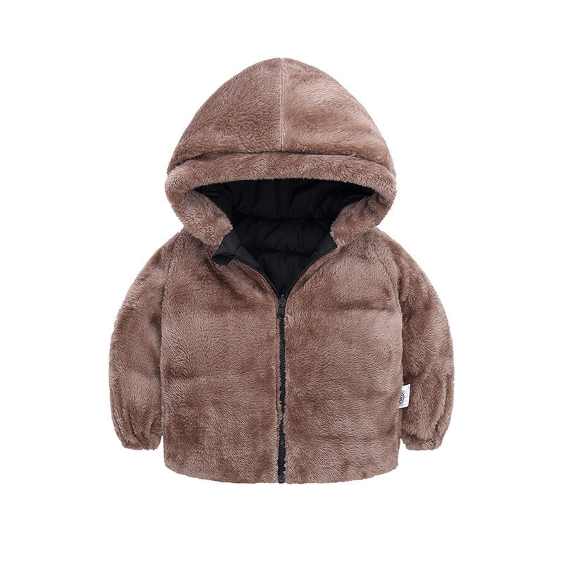 Off season Plush thickened children's down cotton padded clothes men's and women's cotton padded clothes baby cotton padded jacket lamb cashmere coat on both sides in winter