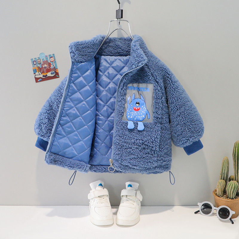 Children's coat  new autumn and winter clothes Plush thickened baby winter lamb wool foreign style boys' and girls' cotton clothes