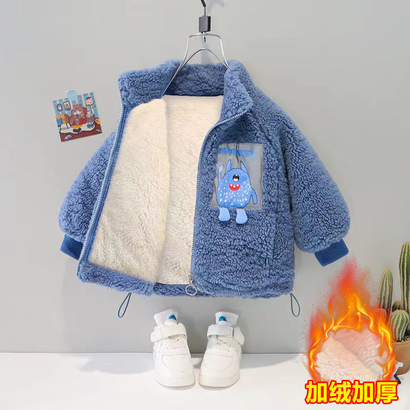 Children's coat  new autumn and winter clothes Plush thickened baby winter lamb wool foreign style boys' and girls' cotton clothes