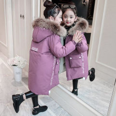 Girls' winter clothes 202 new children's clothes foreign style cotton padded jacket cotton padded jacket middle and long thickened cotton padded jacket for older children