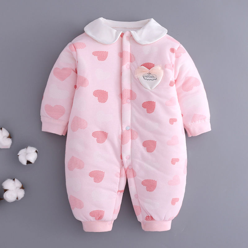 Baby one-piece clothes Pure Cotton autumn and winter style cotton sandwiched warm men's and women's baby cotton clothes newborn cotton clothes newborn baby ha clothes