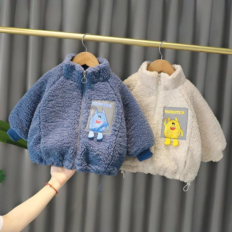 Children's coat  new autumn and winter clothes Plush thickened baby winter lamb wool foreign style boys' and girls' cotton clothes